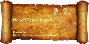 Mohácsi Kunó névjegykártya